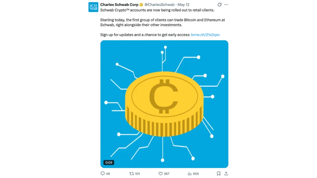 Charles Schwab Ushers in New Era of Mainstream Crypto Adoption with Direct Trading for Millions of Retail Investors