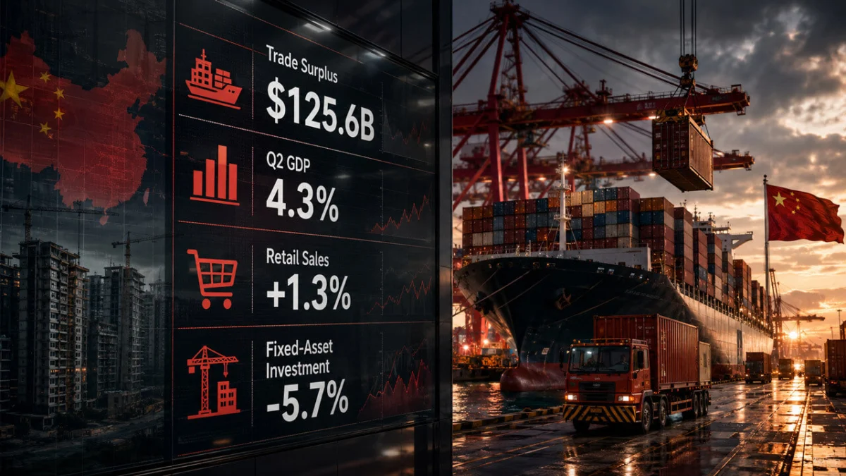 China Economic Paradox Record Trade Surplus Masks Deepening Domestic Demand Crisis as Q2 GDP Growth Slows to 4.3 Percent