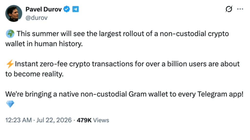 Telegram Poised to Revolutionize Crypto Adoption with Integrated Non-Custodial Wallet for One Billion Users