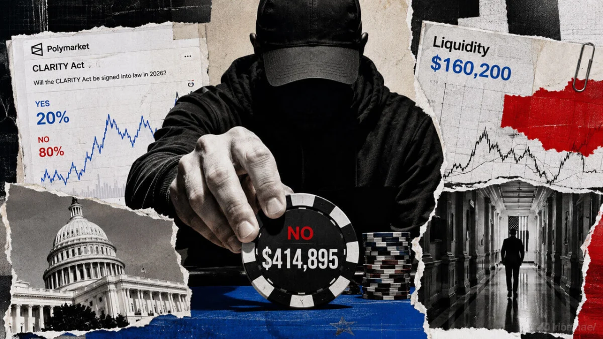 Anonymous Whale Position Against CLARITY Act Highlights Liquidity Constraints and Market Volatility on Polymarket