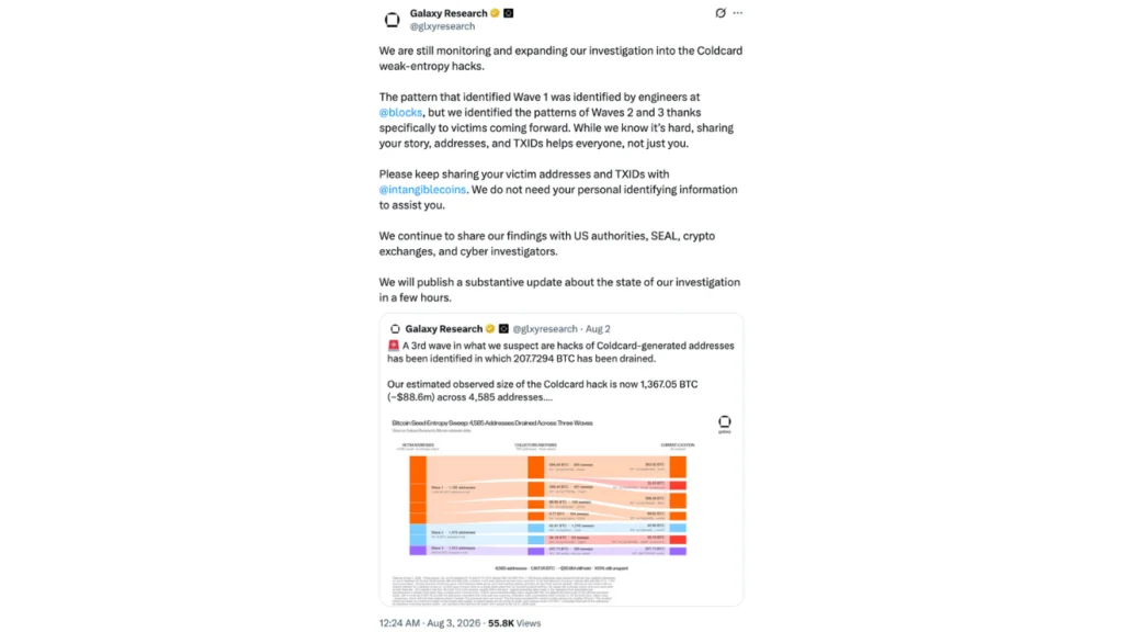 Bitcoin Cold Wallet Vulnerability Leads to $89 Million Theft from Over 4,500 Addresses Through Sophisticated Multi-Wave Attack Campaign