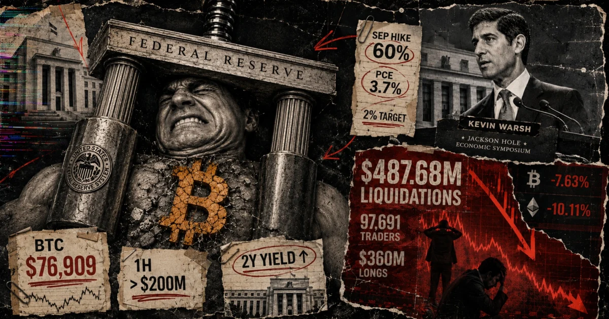 Bitcoin Price Slumps Below $77,000 as Fed Chair Kevin Warsh Signals Hawkish Stance at Jackson Hole
