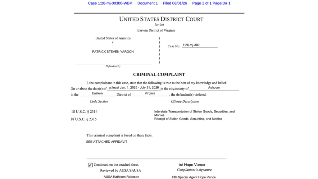 Former FBI Supervisory Special Agent Charged with Stealing Nearly $1 Million in Cryptocurrency From Active Counterintelligence Investigation