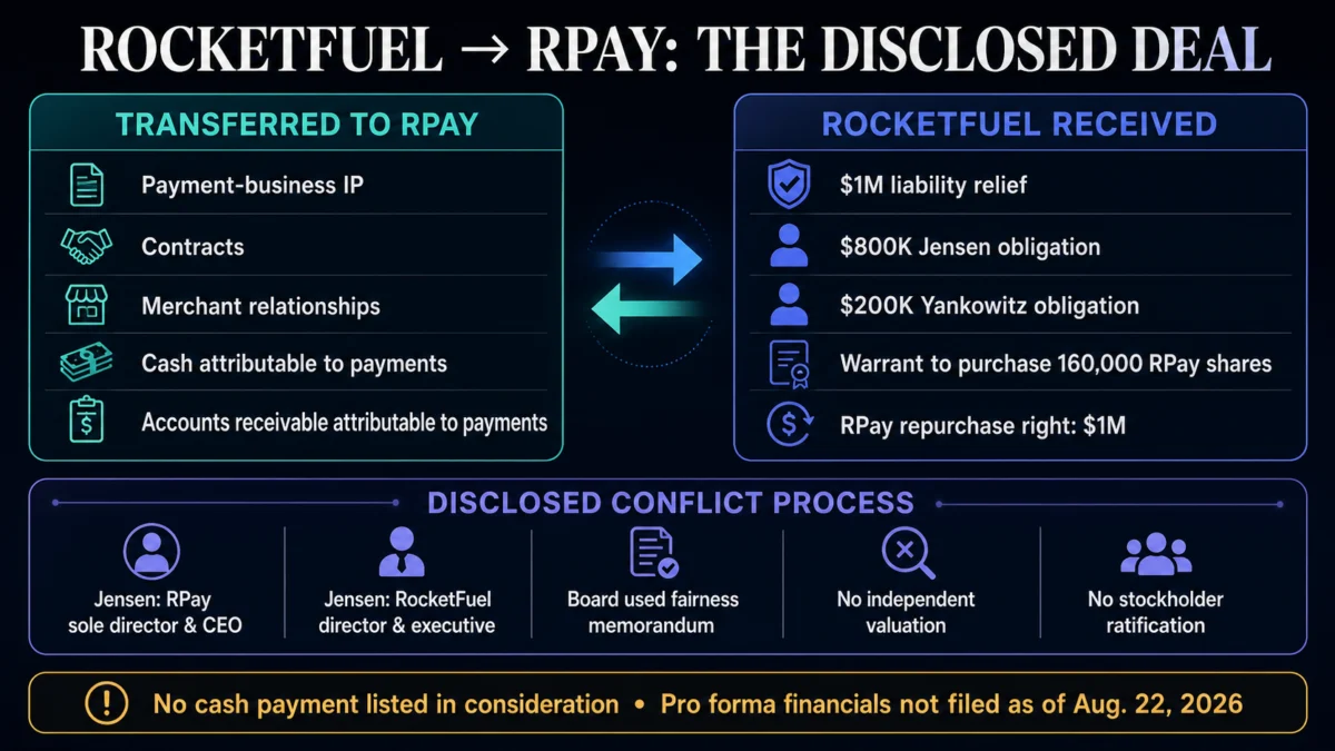 Inside Transfer Wipes Out $1M Executive Debt as Crypto Firm Offloads Payments Business Without Independent Valuation
