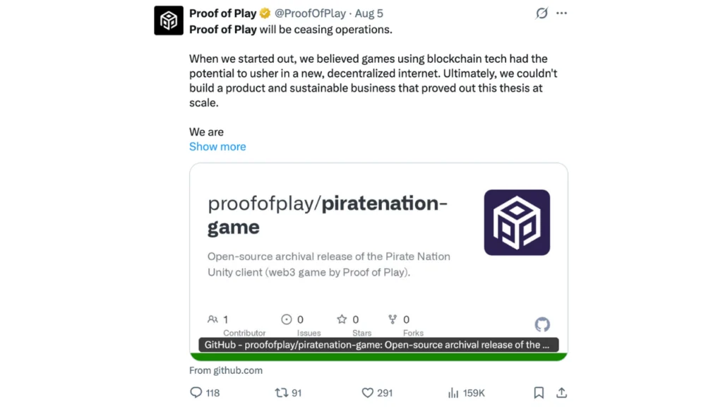 Proof of Play Shuts Down Despite a16z Backing, Marking a Significant Setback for Web3 Gaming
