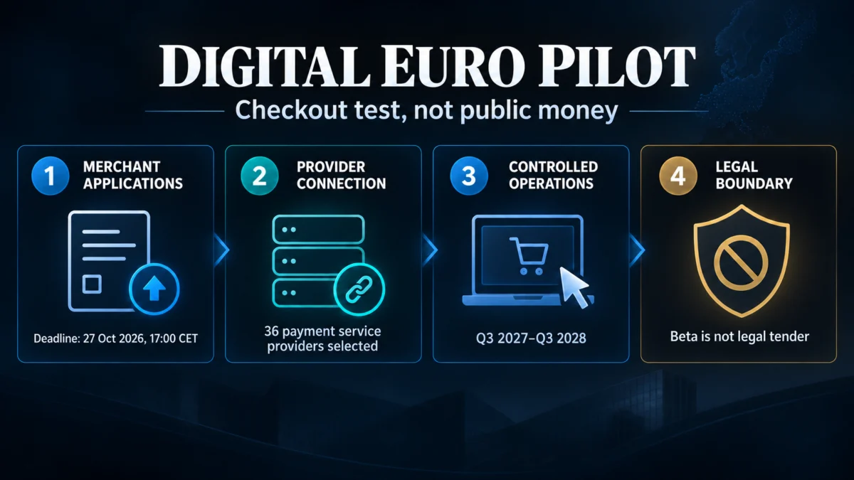 European Central Bank Opens Merchant Applications for Controlled 2027 Digital Euro Pilot, Issuance Contingent on EU Legislation